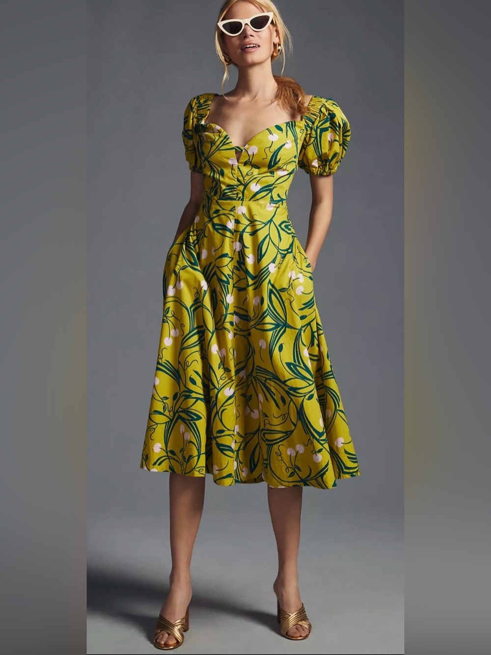 Anthropologie Maeve Puff-Sleeve Sweetheart Dress Size 4